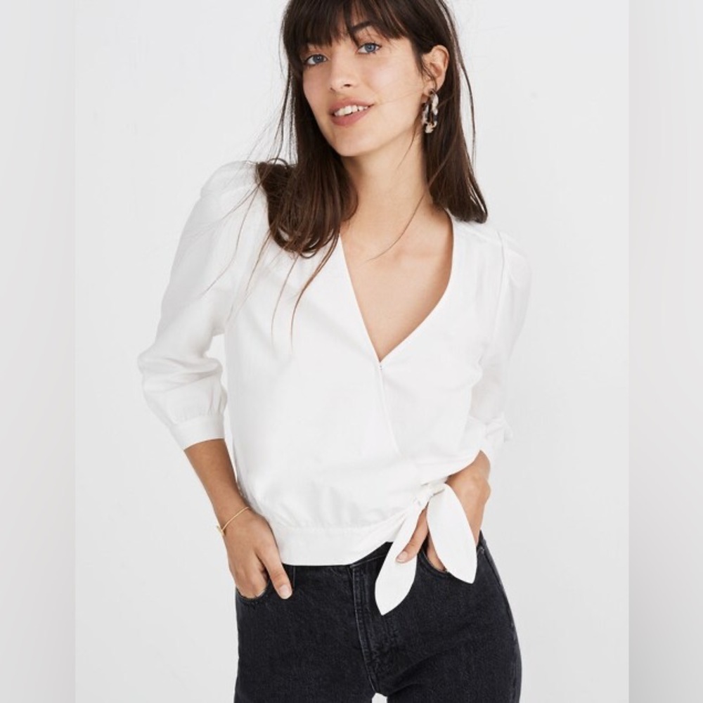 Madewell Wrap Top Size Small In White - image 1